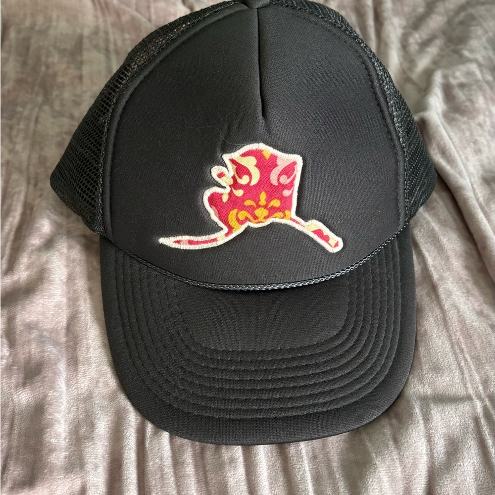Gray Trucker Hat with Pink and Yellow Alaska Design